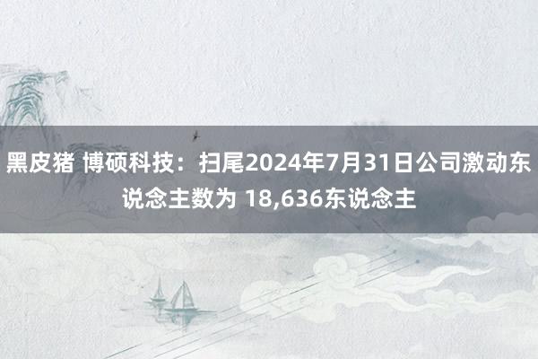 黑皮猪 博硕科技：扫尾2024年7月31日公司激动东说念主数为 18,636东说念主