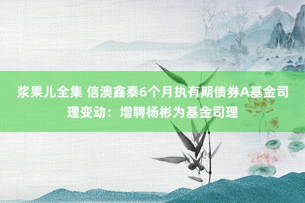 浆果儿全集 信澳鑫泰6个月执有期债券A基金司理变动：增聘杨彬为基金司理