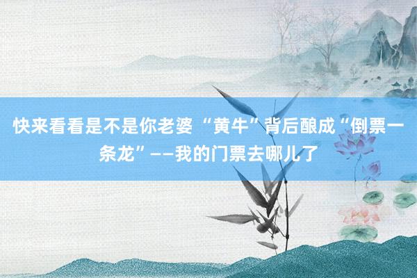 快来看看是不是你老婆 “黄牛”背后酿成“倒票一条龙”——我的门票去哪儿了