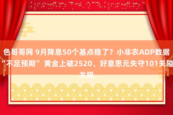 色哥哥网 9月降息50个基点稳了？小非农ADP数据“不足预期” 黄金上破2520、好意思元失守101关隘