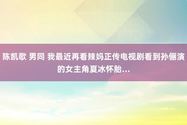 陈凯歌 男同 我最近再看辣妈正传电视剧看到孙俪演的女主角夏冰怀胎...