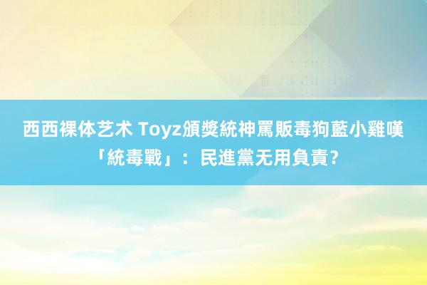 西西裸体艺术 Toyz頒獎統神罵販毒狗　藍小雞嘆「統毒戰」：民進黨无用負責？